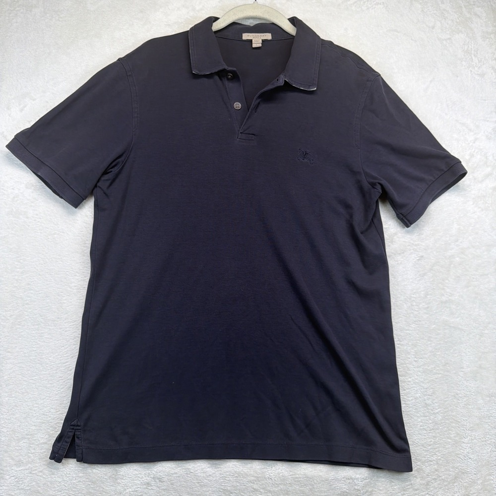 Burberry Brit Men's Black Cotton Polo Shirt Embroidered Logo Short Sleeve L